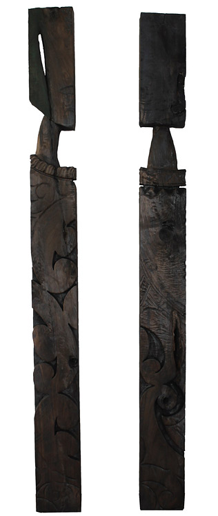 Ngahiwi walker NZ Maori carved totems, wooden pou